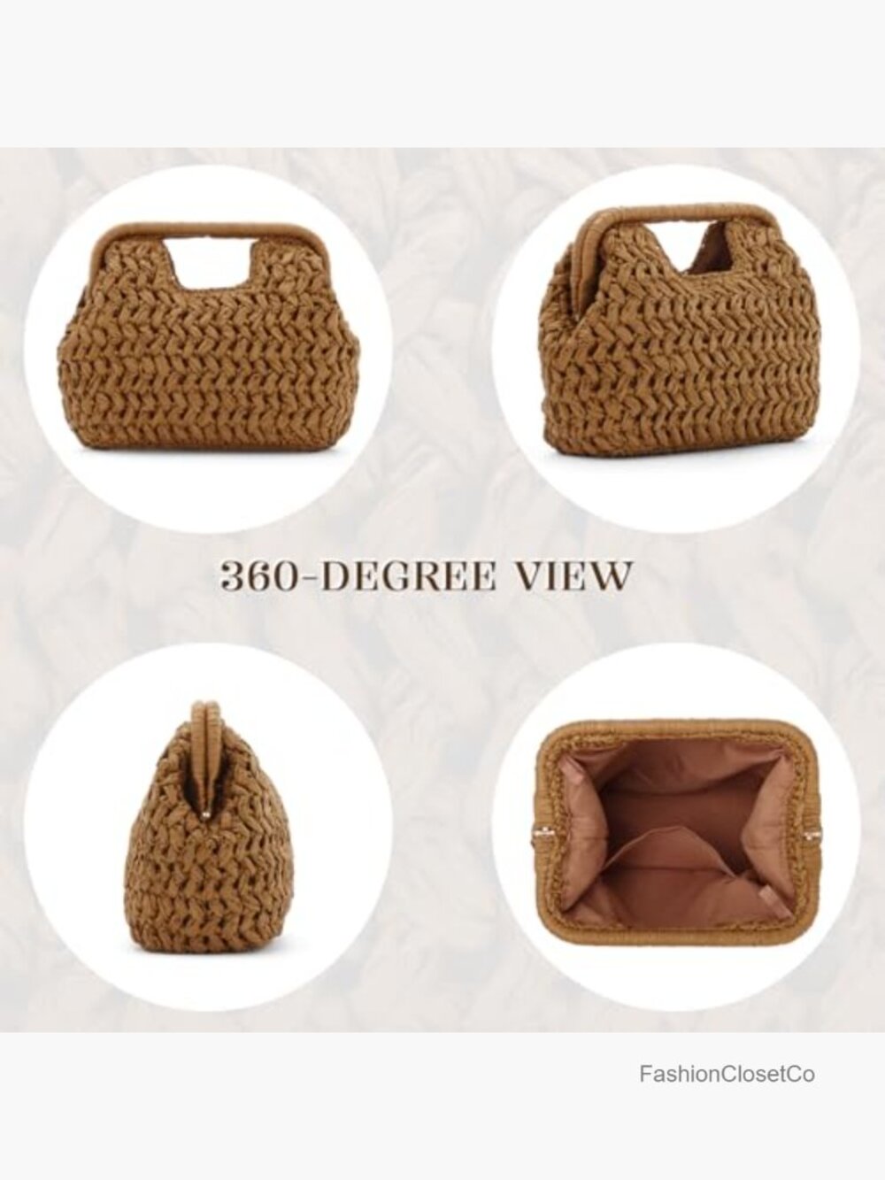 Straw Clutch Purse for Women Summer Beach Woven Bags Top Handle Crossbody - Picture 5 of 7